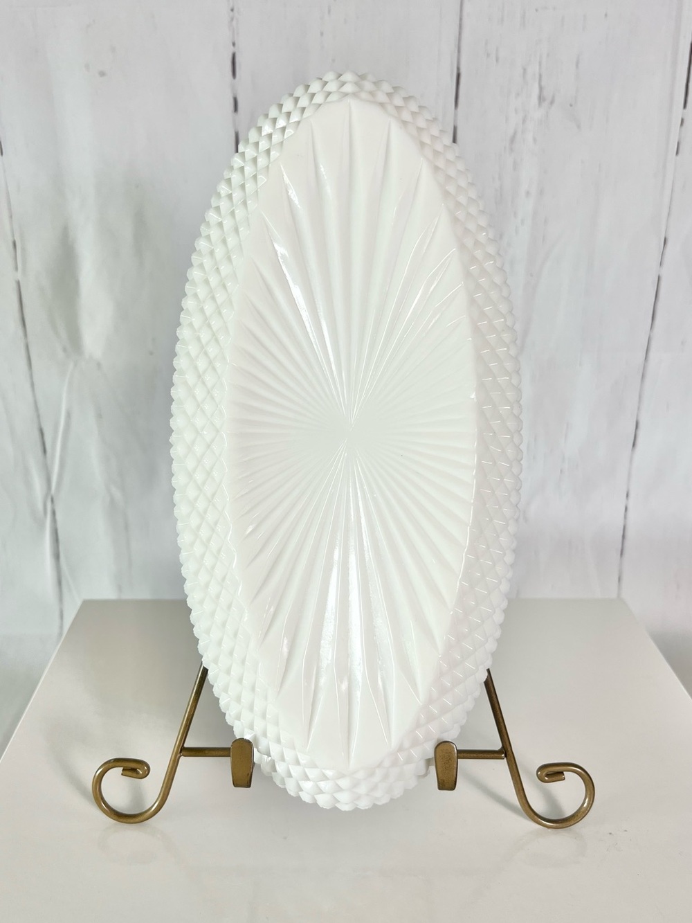 Vintage Westmoreland White Milk Glass English Hobnail Oval Serving Bowl 11”
